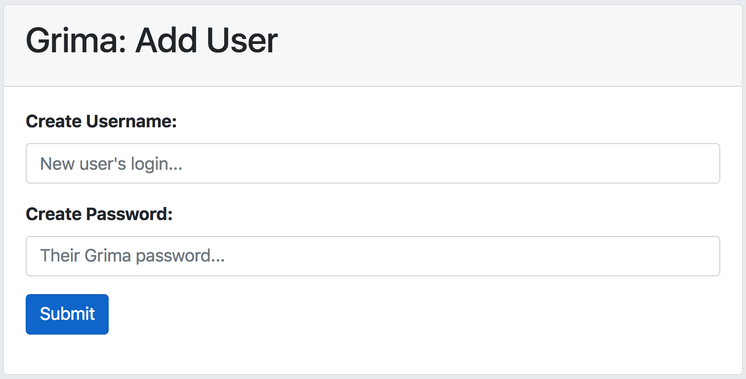 Screenshot of AdminAddUser form